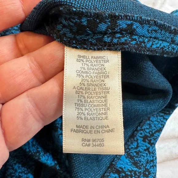 Rebecca Taylor Dress Fit & Flare Blue Black Python Snake Sleeveless Knit Sz 8 - Picture 10 of 11